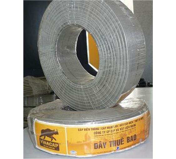 Dây điện thoại VINACAP 2 đôi / 4 lõi, tiết diện lõi đồng: 0,4mm, sử dụng trong nhà, có dầu chống ẩm